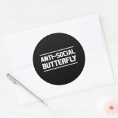 Sticker Rond Papillon anti-social (Enveloppe)