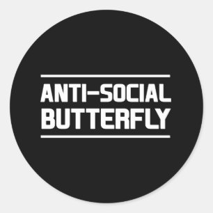 Sticker Rond Papillon antisocial