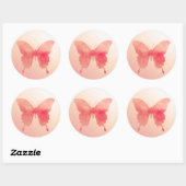 Sticker Rond Papillon aquarelle - Corail et Pêche (Feuille)