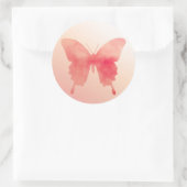 Sticker Rond Papillon aquarelle - Corail et Pêche (Sac)