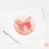 Sticker Rond Papillon aquarelle - Corail et Pêche (Enveloppe)