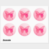 Sticker Rond Papillon aquarelle - Fuchsia et Pastel Pink (Feuille)