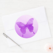 Sticker Rond Papillon aquarelle - Lavande et Violet (Enveloppe)