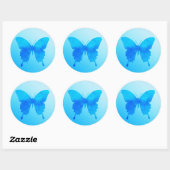 Sticker Rond Papillon aquarelle - Nuances de bleu ciel (Feuille)