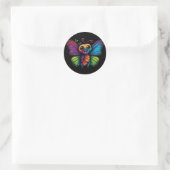 Sticker Rond Papillon arc-en-ciel (Sac)