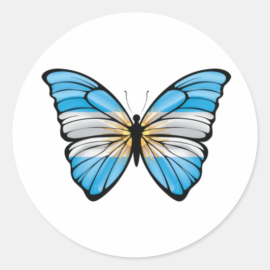 Sticker Rond Papillon argentin Hypolimnas (Devant)