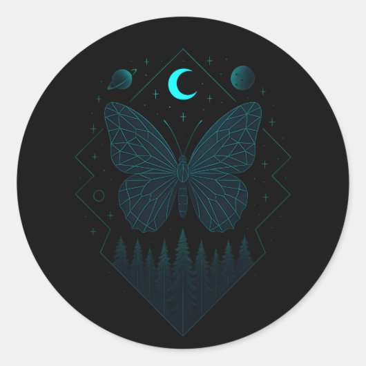 Sticker Rond Papillon Astral - Beauté Cosmique (Devant)