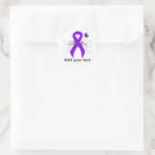 Sticker Rond Papillon au ruban violet, lymphome de Hodgkin (Sac)