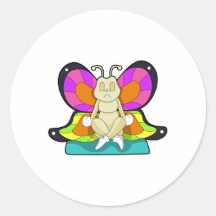Sticker Rond Papillon au Yoga en jambe