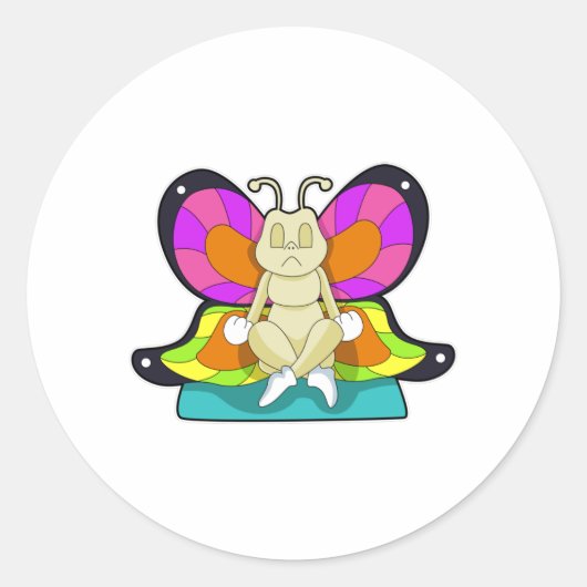 Sticker Rond Papillon au Yoga en jambe (Devant)