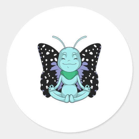 Sticker Rond Papillon au Yoga Stretching Legs (Devant)