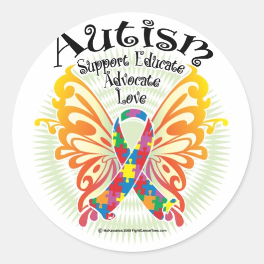 Sticker Rond Papillon autiste 3 (Devant)