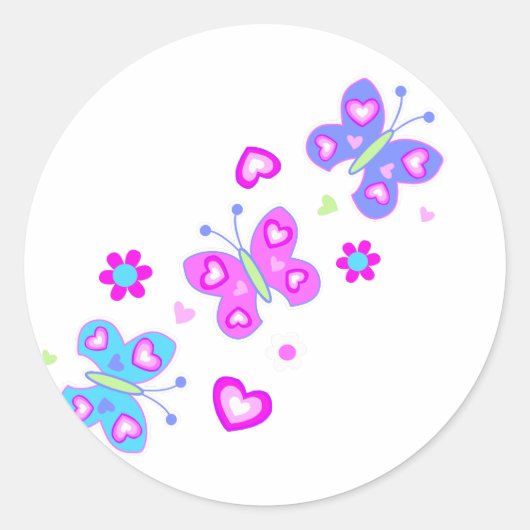 Sticker Rond papillon aux coeurs (Devant)