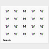 Sticker Rond Papillon aux couleurs arc-en-ciel (Feuille)