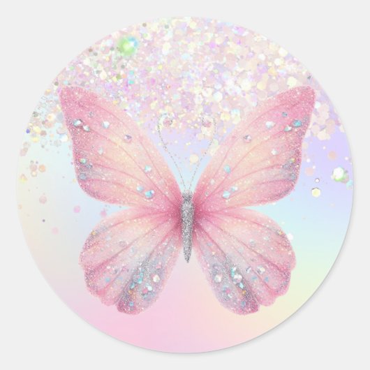 Sticker Rond papillon aux couleurs pastel (Devant)