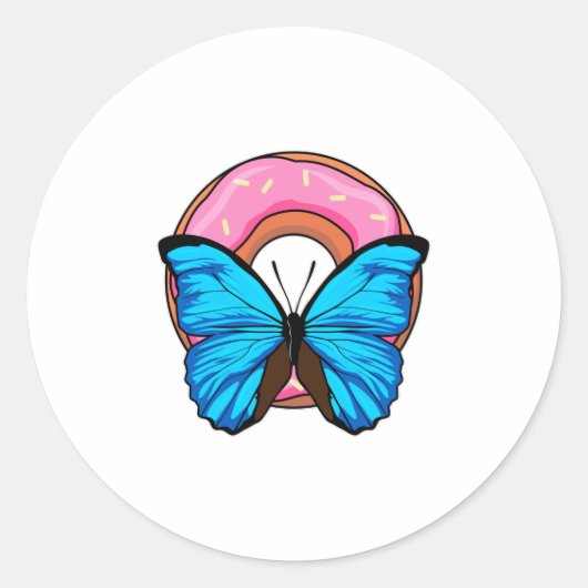 Sticker Rond Papillon avec Donut (Devant)