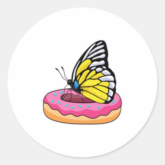 Sticker Rond Papillon avec Donut (Devant)