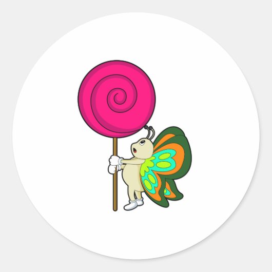 Sticker Rond Papillon avec Lollipop (Devant)