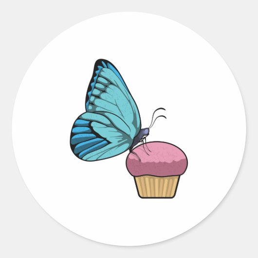 Sticker Rond Papillon avec muffin (Devant)