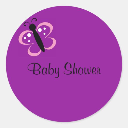 Sticker Rond papillon, Baby shower (Devant)