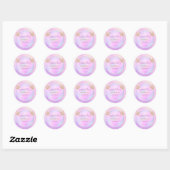 Sticker Rond Papillon blanc rose et or baby shower (Feuille)