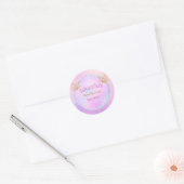 Sticker Rond Papillon blanc rose et or baby shower (Enveloppe)