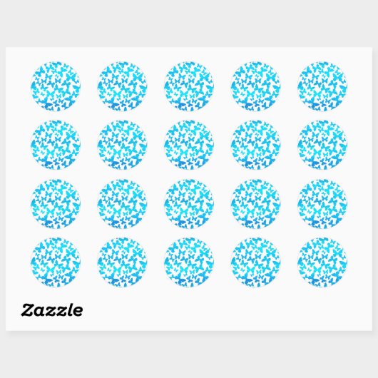 Sticker Rond Papillon (bleu) (Feuille)