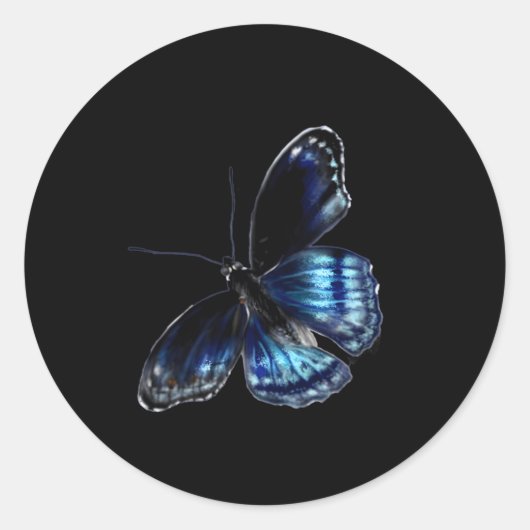 Sticker Rond Papillon bleu (Devant)