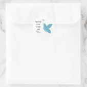 Sticker Rond Papillon Bleu avec Citation (Sac)