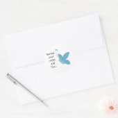 Sticker Rond Papillon Bleu avec Citation (Enveloppe)