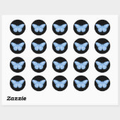 Sticker Rond Papillon bleu de crâne (Feuille)