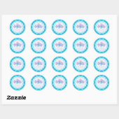 Sticker Rond Papillon bleu et marguerite Enregistrer les sticke (Feuille)