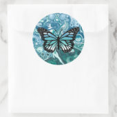 Sticker Rond Papillon bleu et turquoise (Sac)
