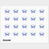 Sticker Rond Papillon bleu et violet personnalisé (Feuille)