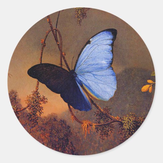 Sticker Rond Papillon bleu Morpho, art (Devant)