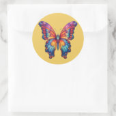 Sticker Rond Papillon Bleu Orange ailes (Sac)