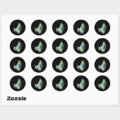 Sticker Rond Papillon bleu violet vert (Feuille)