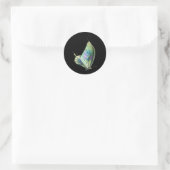 Sticker Rond Papillon bleu violet vert (Sac)