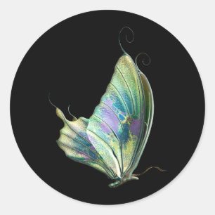 Sticker Rond Papillon bleu violet vert