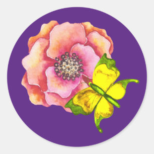 Sticker Rond Papillon Blume butterfly flower