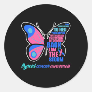Sticker Rond Papillon cancéreux - Thyroïde Survivant Thyroïde C