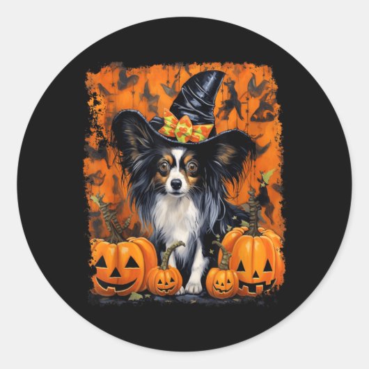 Sticker Rond Papillon Chien Halloween (Devant)