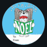 Sticker Rond Papillon Christmas Caroler BW<br><div class="desc">Papillon Christmas Caroler BW</div>