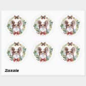 Sticker Rond Papillon Christmas Wreath Festive Pup (Feuille)
