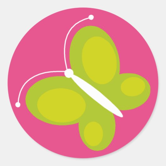 Sticker Rond Papillon [citron vert + rose] (Devant)