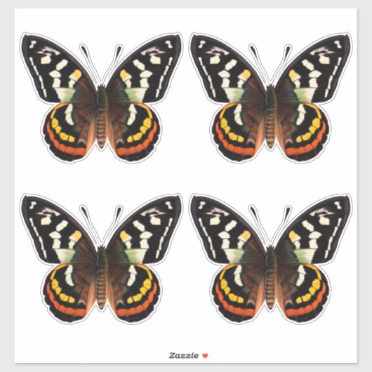 Sticker rond papillon classique (Feuille)