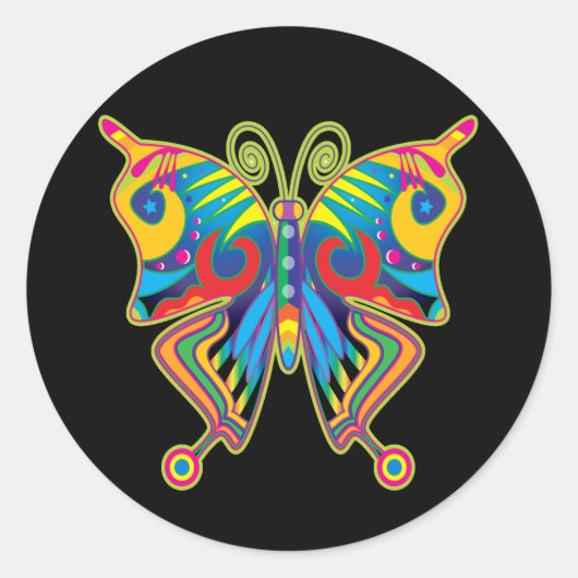 Sticker Rond Papillon coloré (Devant)