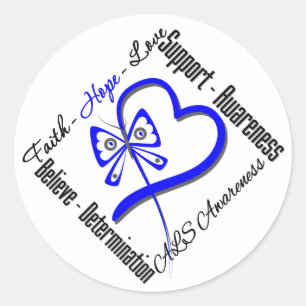 Sticker Rond Papillon d'amour d'espoir de foi - conscience de