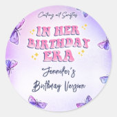 Sticker Rond Papillon dans sa fête d'anniversaire (Devant)