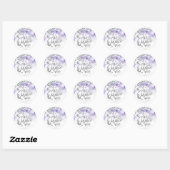 Sticker Rond Papillon d'argent pourpre Quinceanera (Feuille)